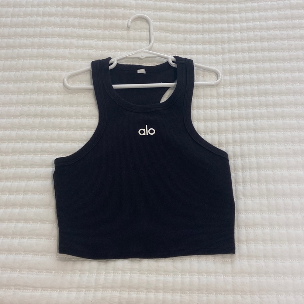 alo yoga black ribbed tank